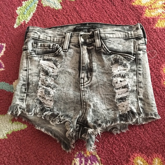 grey acid wash shorts